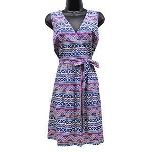 Vineyard Vines Womens Blue Geometric Print Sleeveless Pocket Dress Size 10